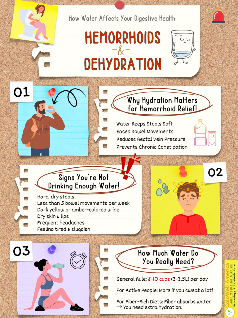 hemorrhoid remedies drinking water illustration